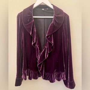 Saks Fifth Avenue Velvet Jacket in Rich Purple Sz 14 Mardi Gras